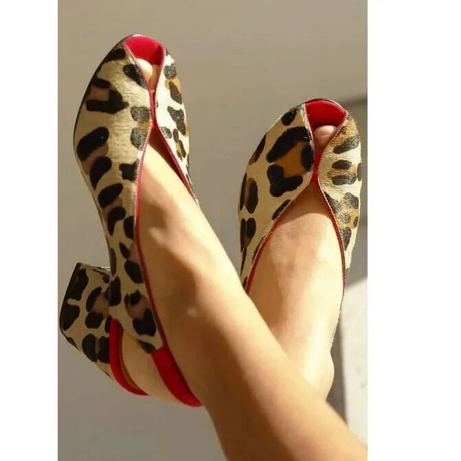 Men Shoes On - Leopard Print Peep Toe Slingback Women's