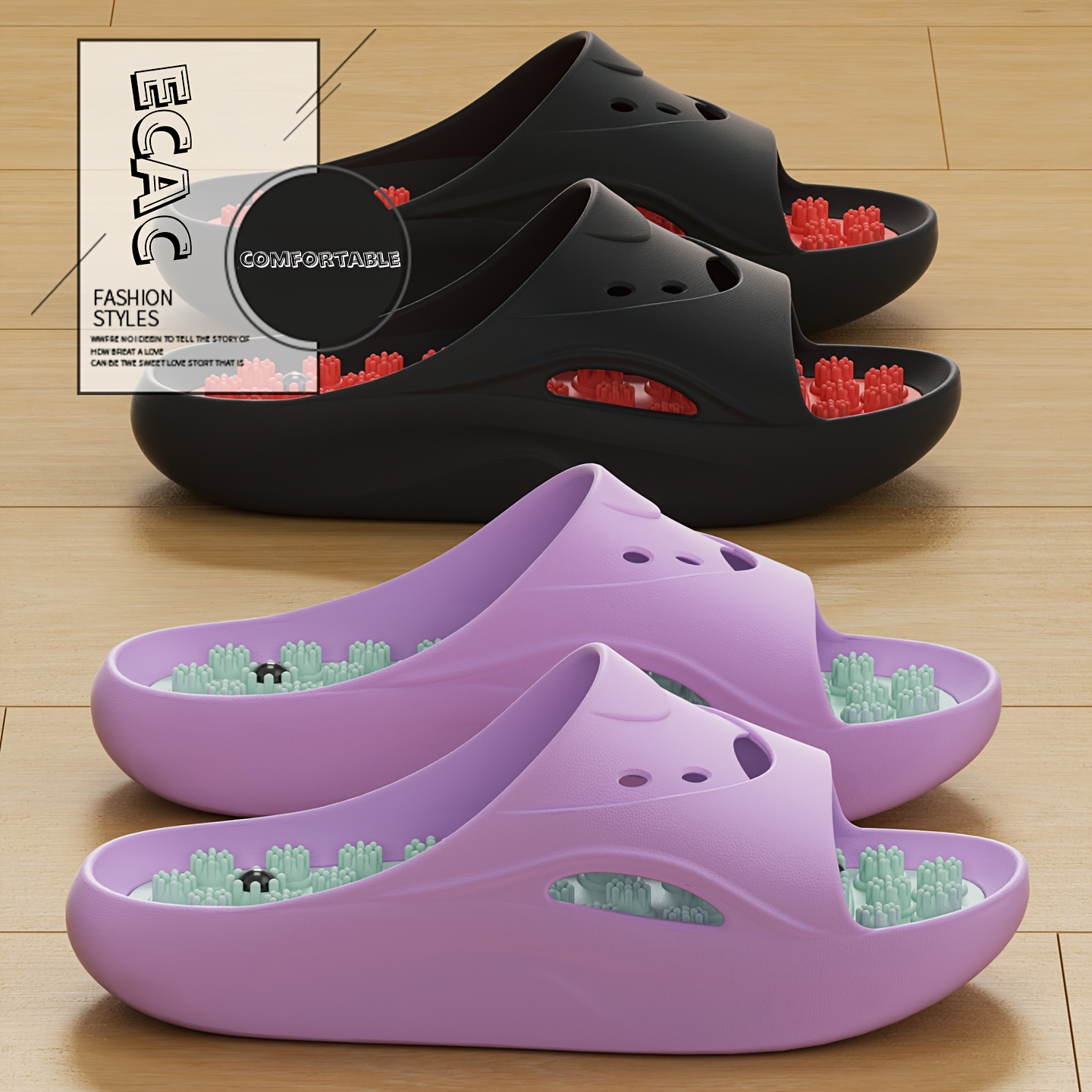 Men Shoes On - Women Men EVA Massage Slippers Thick
