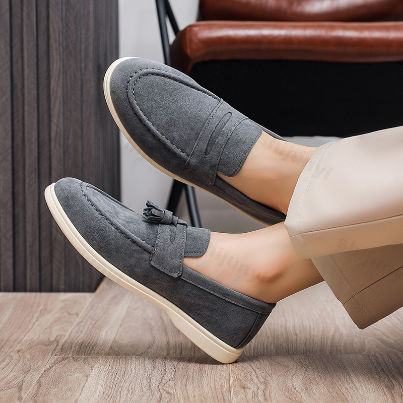Men Shoes For Wedding - Men Flat Loafers Frosted Suede Flat