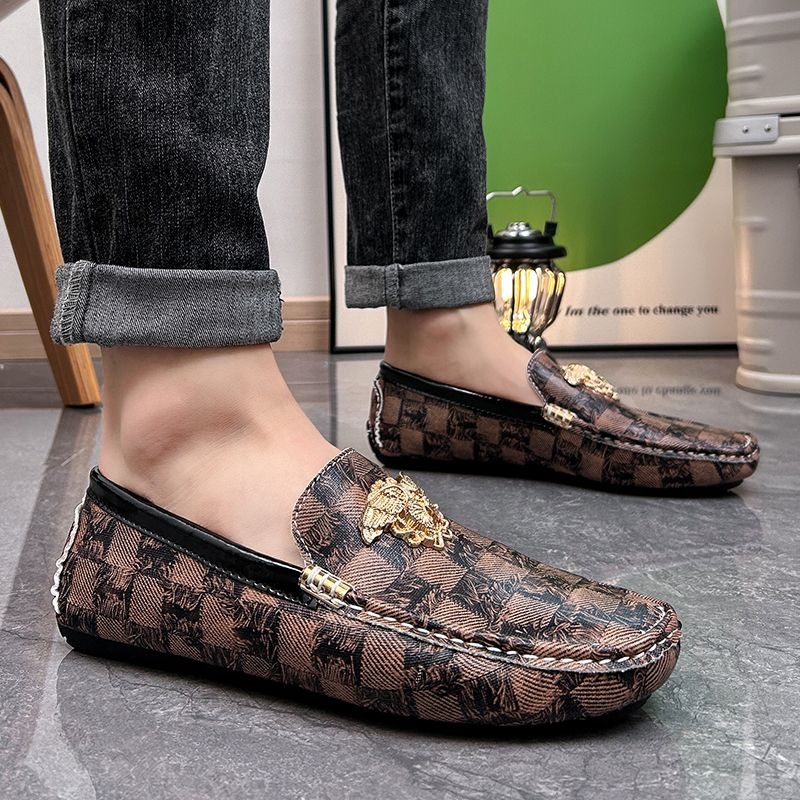 Men'S Shoes Drivers - size 38-48 luxury checkered slip on