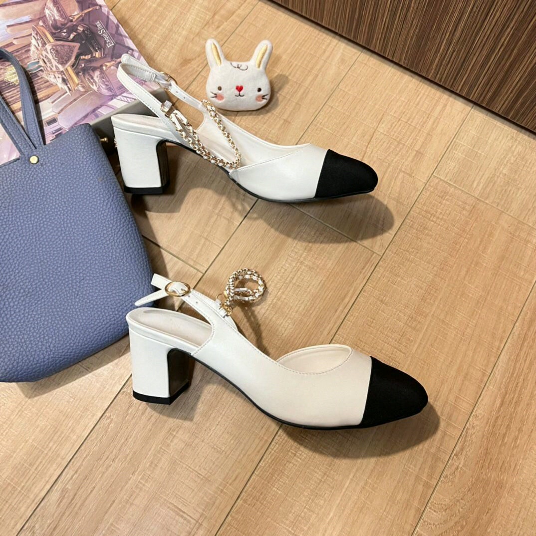 Dress Shoe Pointed - Women Slingback Pumps Two Tone Black