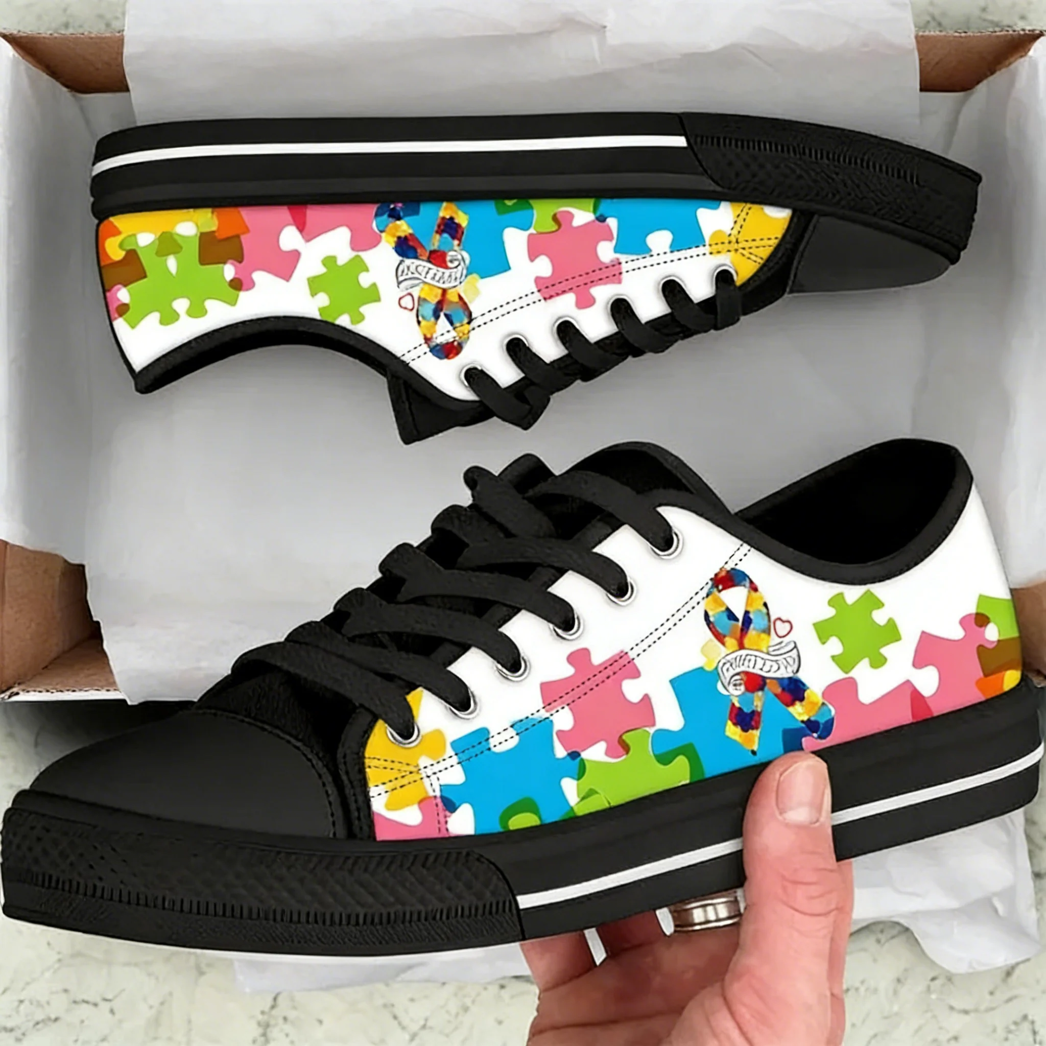 Men'S Shoes For Tennis - Autism Awareness Cancer Ribbon Design Women's