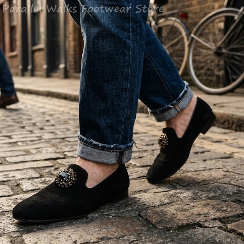 Men Suede Loafers Rhinestone C - Men Shoes For Wedding recension och pris