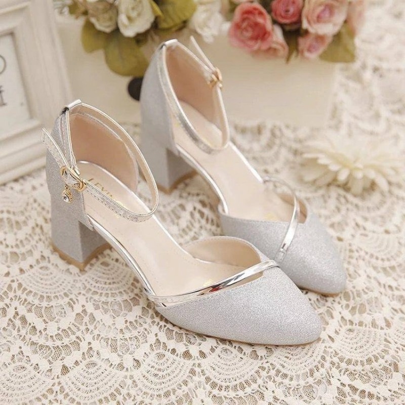 Women's Glitter Chunky Block H - Dress Shoe Pointed recension och pris