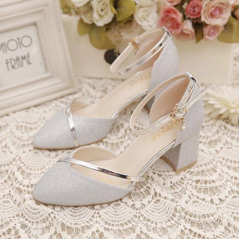 Women's Glitter Chunky Block H - Dress Shoe Pointed recension och pris