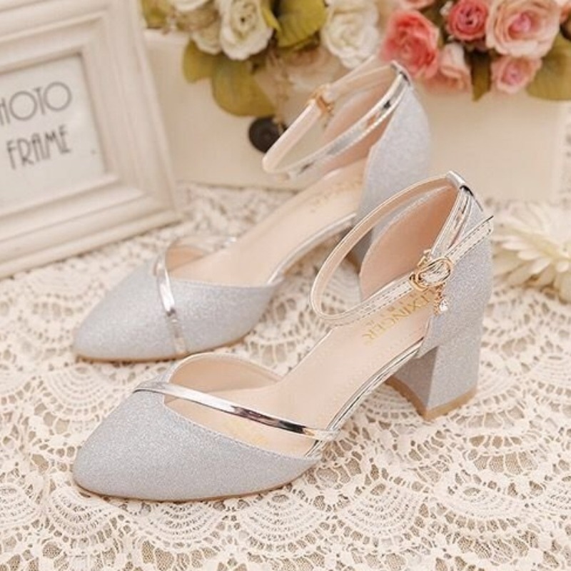 Women's Glitter Chunky Block H - Dress Shoe Pointed recension och pris