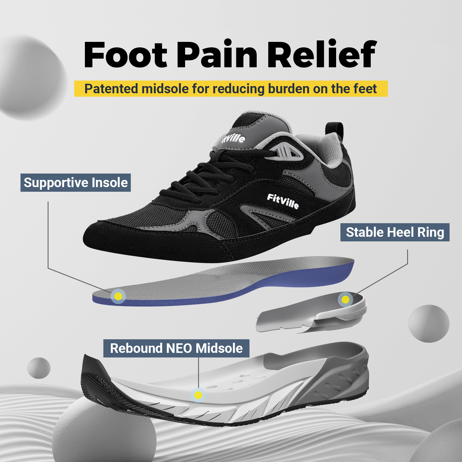 Fitville Walking Shoes Wide Me - Men'S Shoes Plantar Fasciitis recension och pris