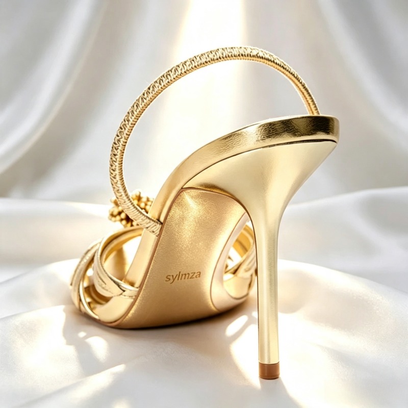 Luxury Gold Floral Detail Slin - Dress Shoe Pointed recension och pris