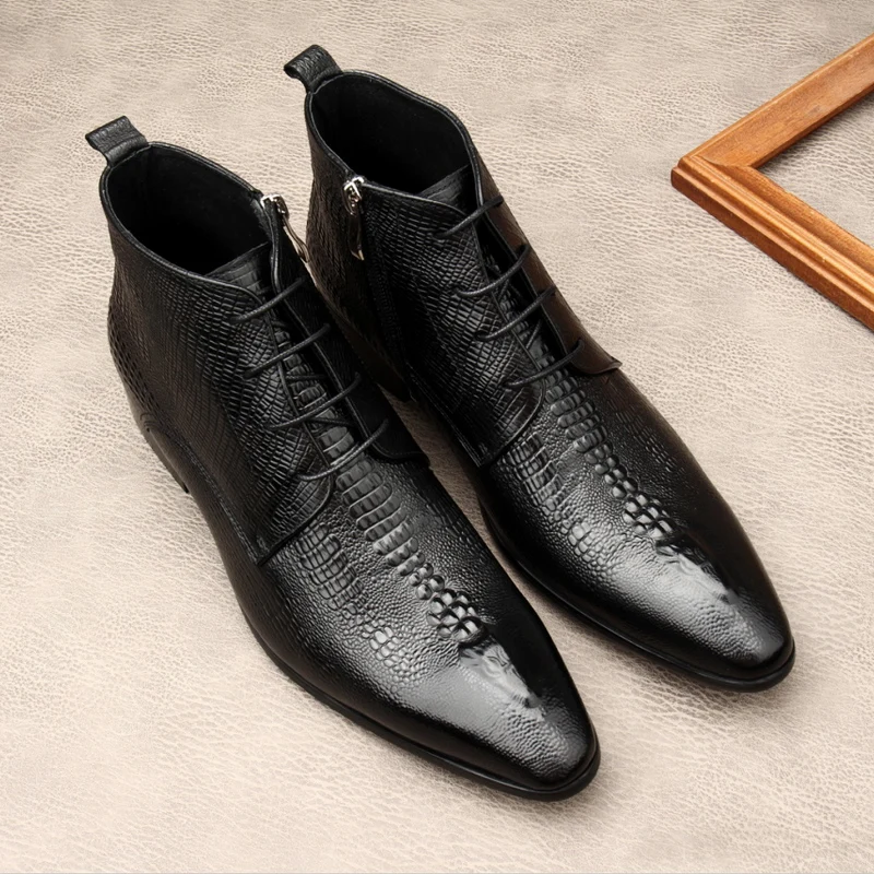 Luxury Mens Genuine Leather Bo - Men Shoes For Wedding recension och pris